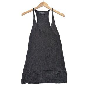 Club Monaco Knit Tank Top Women S Black Racerback Linen Blend Minimalist Capsule